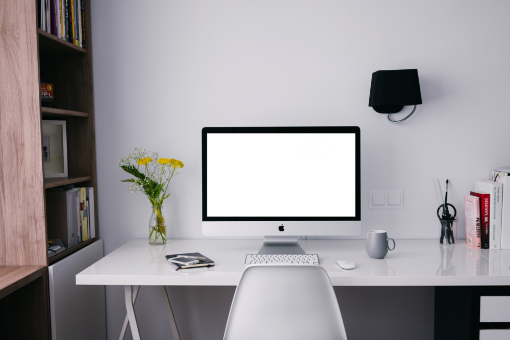 Desktop Mockup: glass desktop