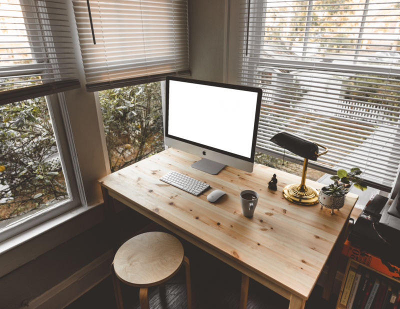 Desktop Mockup: home office corner mande in the house