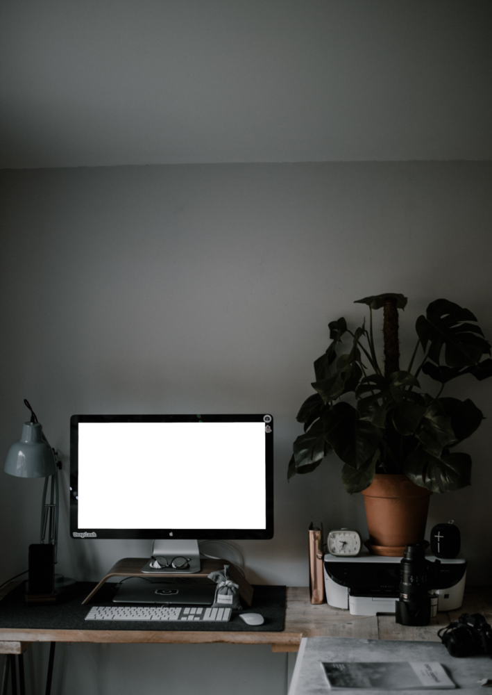 Desktop Mockup: desktop pc in a busy room