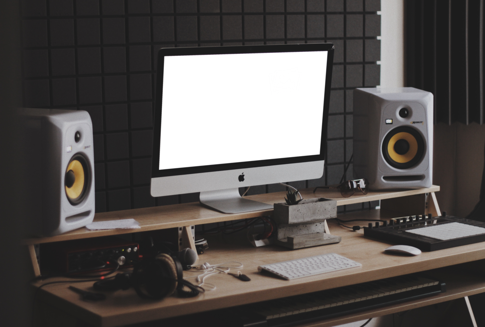 Desktop Mockup: retro pc desk setup