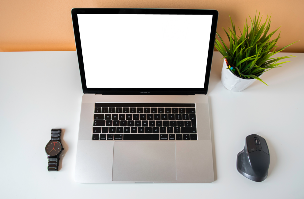 Laptop Mockup: clean laptop desk setup