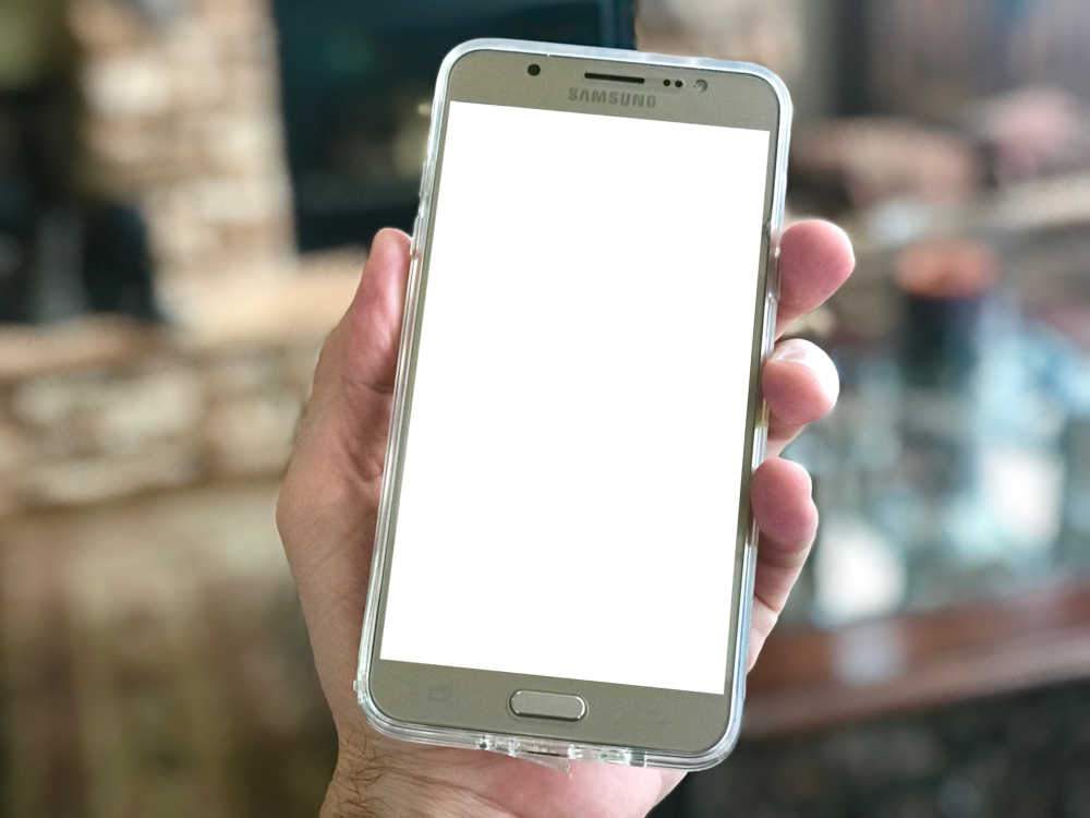 Mobile Mockup: hand showing samsung phone
