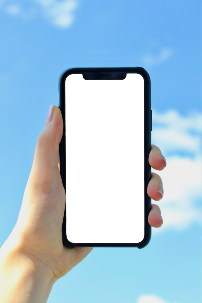 Mobile Mockup: iphone pointed to the sky