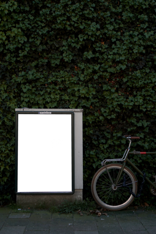 Space Mockup: poster near the plant and bike