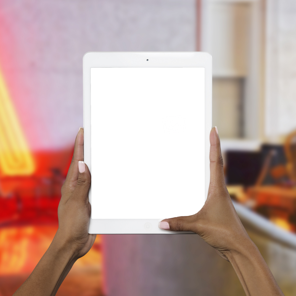 Tablet Mockup: girl holding tablet in the hands