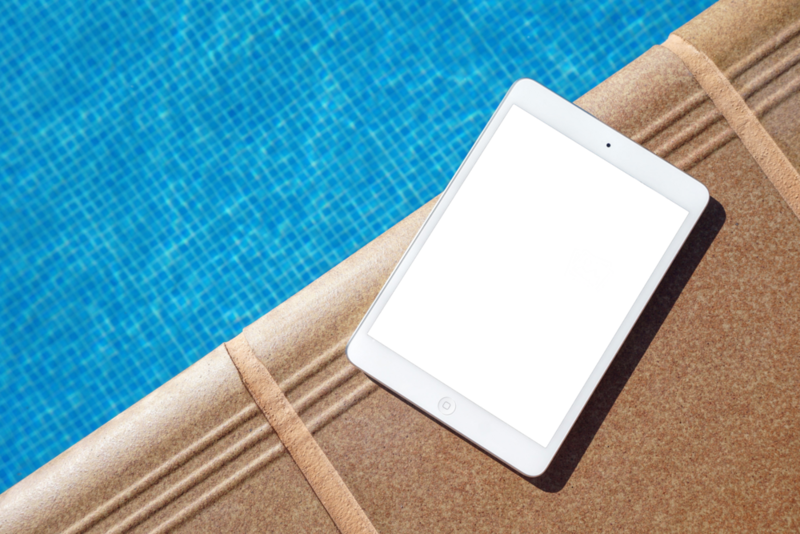 Tablet Mockup: tablet near the pool